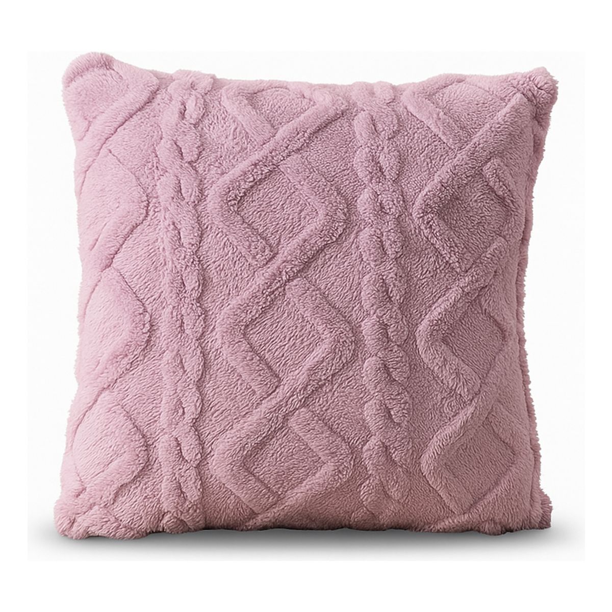 ARMONIA - Funda cojín pelo trenzado lila suave 45x45 decoración 758