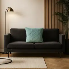 ARMONIA - Funda cojín trenzado turquesa suave peludo dormitorio 758