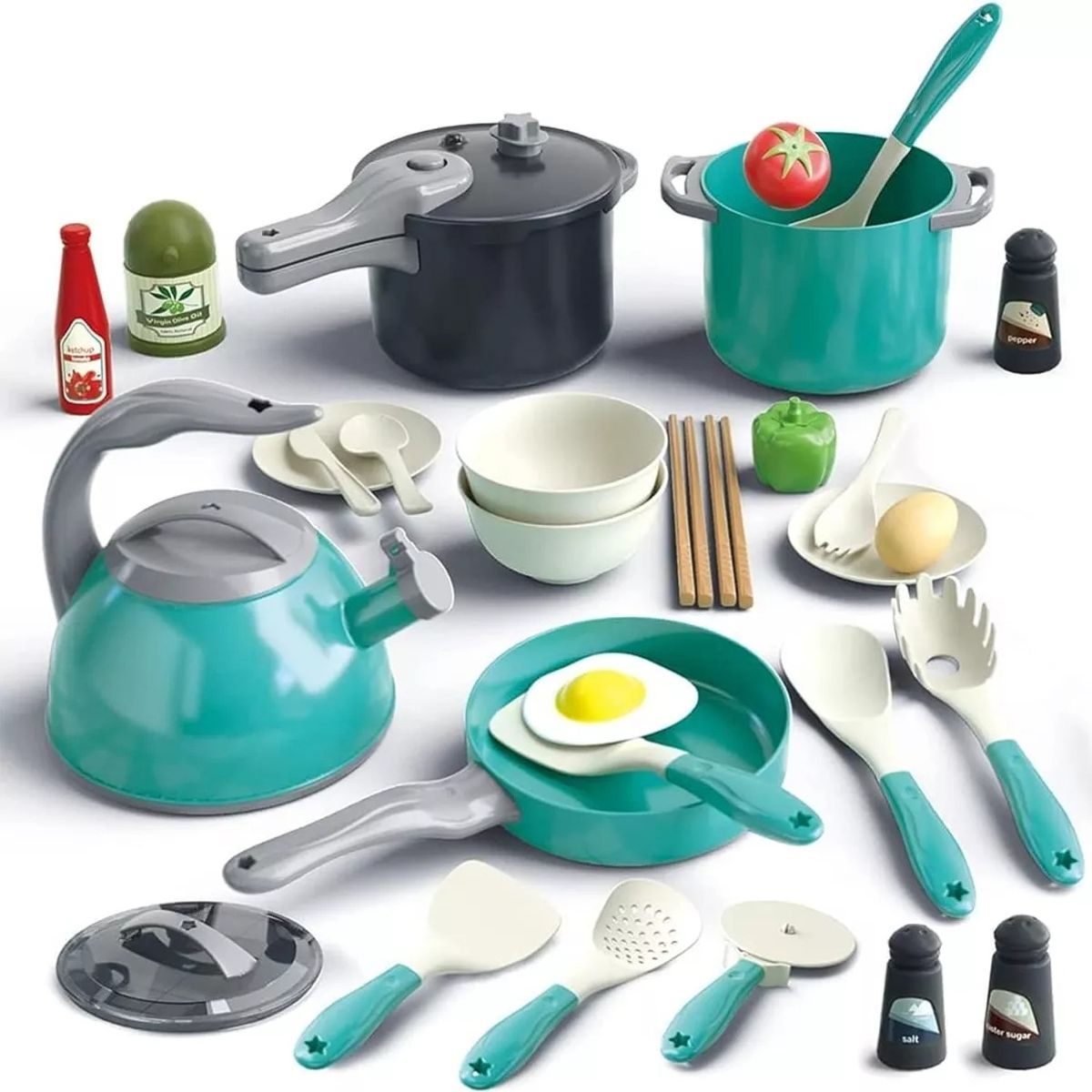 EDWINAYY - Juego De Cocina De Inducción 32 Piezas De Cocina Para Ni?os