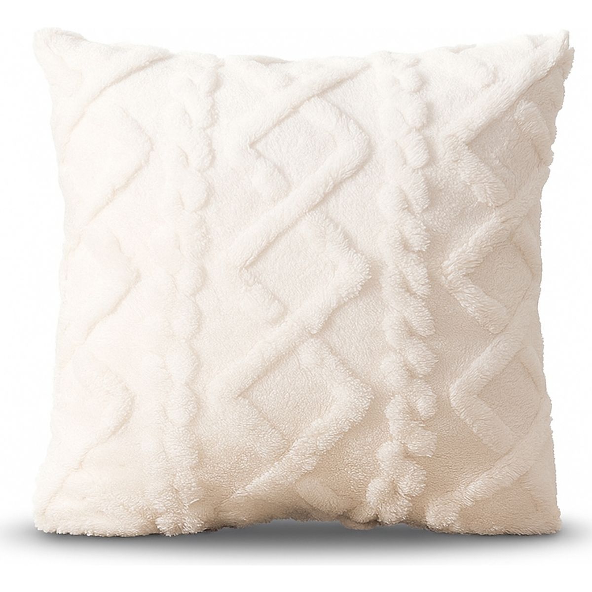 ARMONIA - Funda cojín pelo trenzado blanco suave 45x45 decoración 758