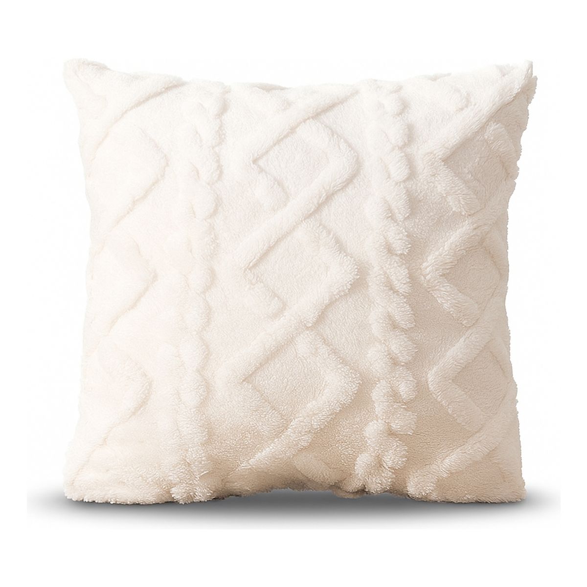 ARMONIA - Funda cojín pelo trenzado blanco suave 45x45 decoración 758