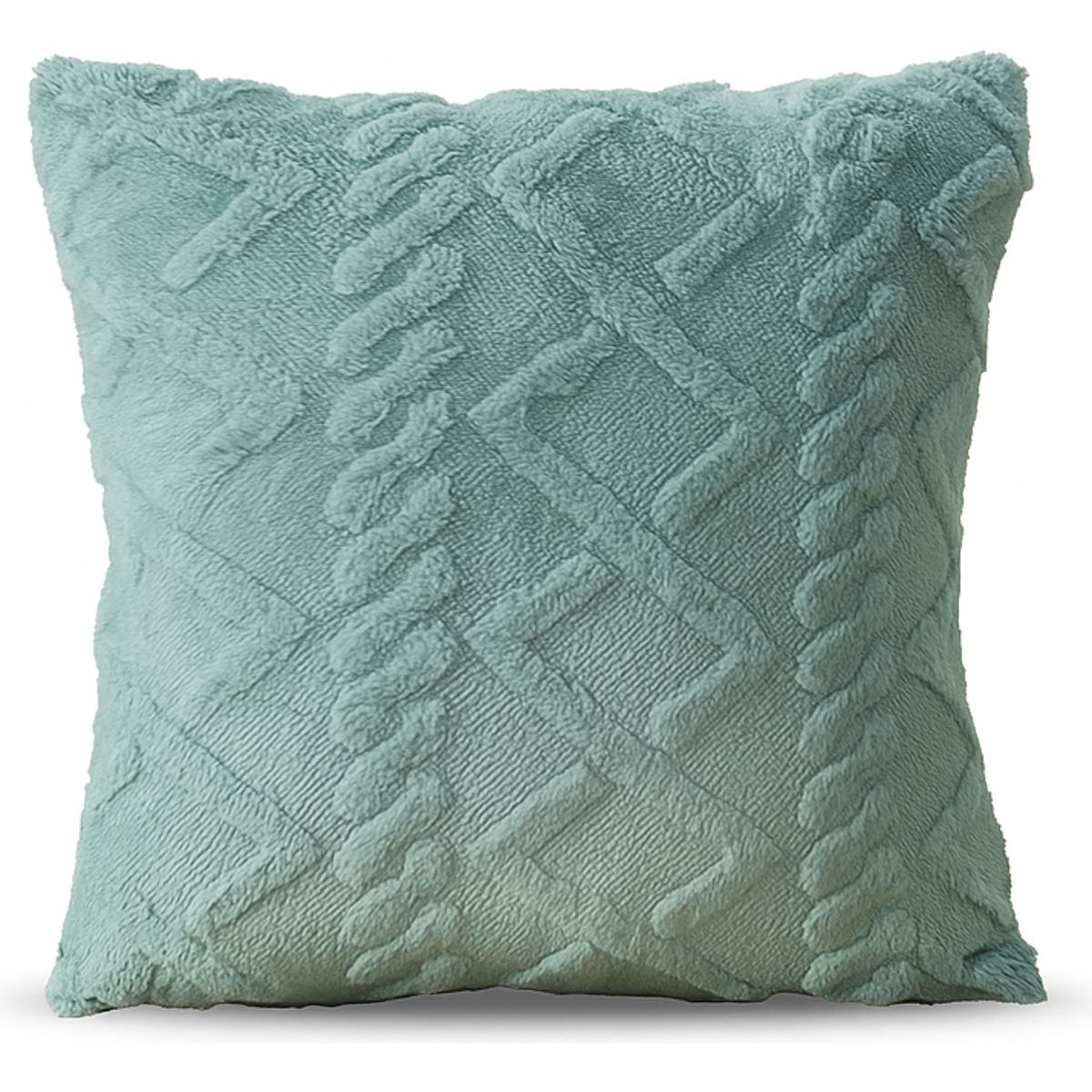 ARMONIA - Funda cojín pelo trenzado turquesa suave 45x45 decoración 758