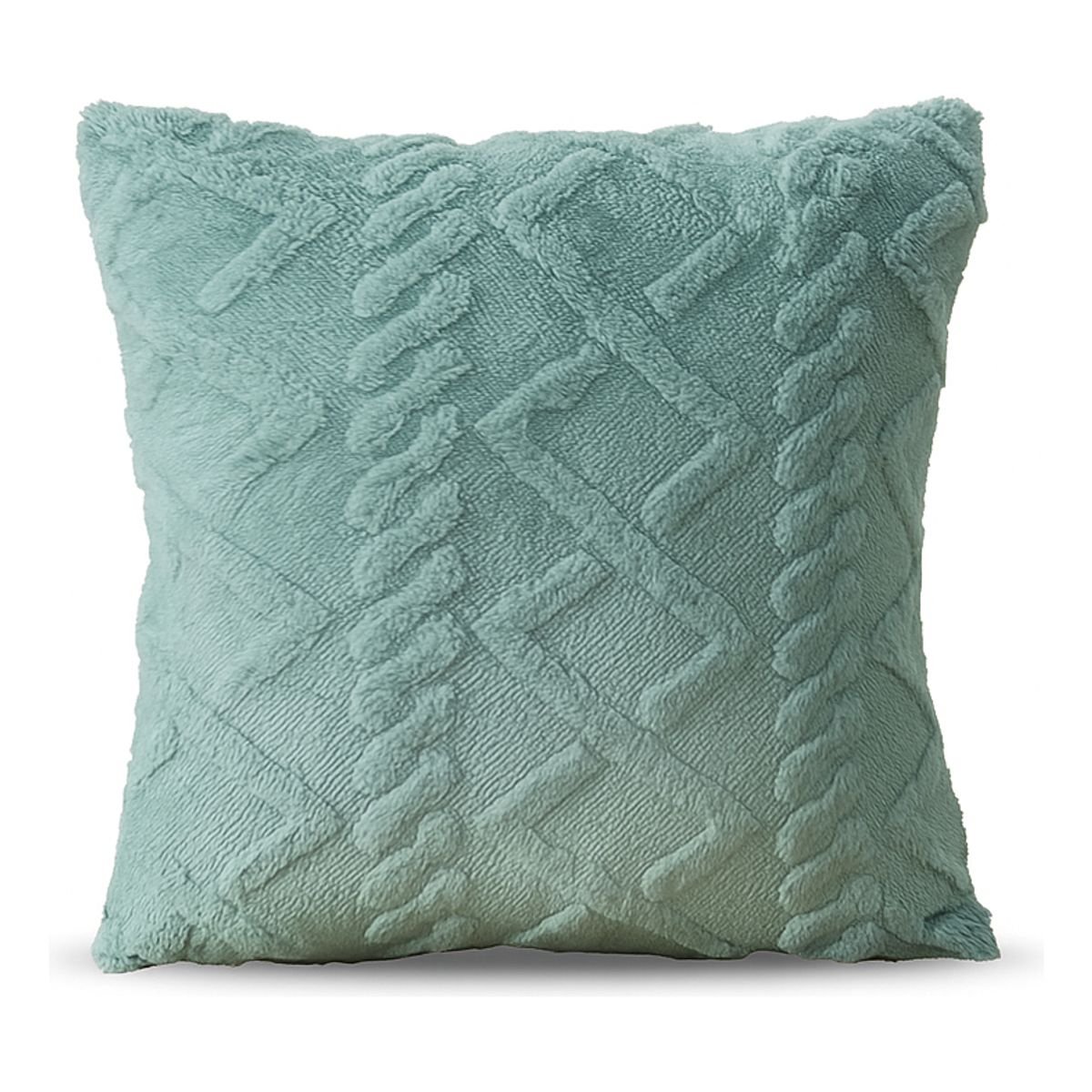 ARMONIA - Funda cojín pelo trenzado turquesa suave 45x45 decoración 758