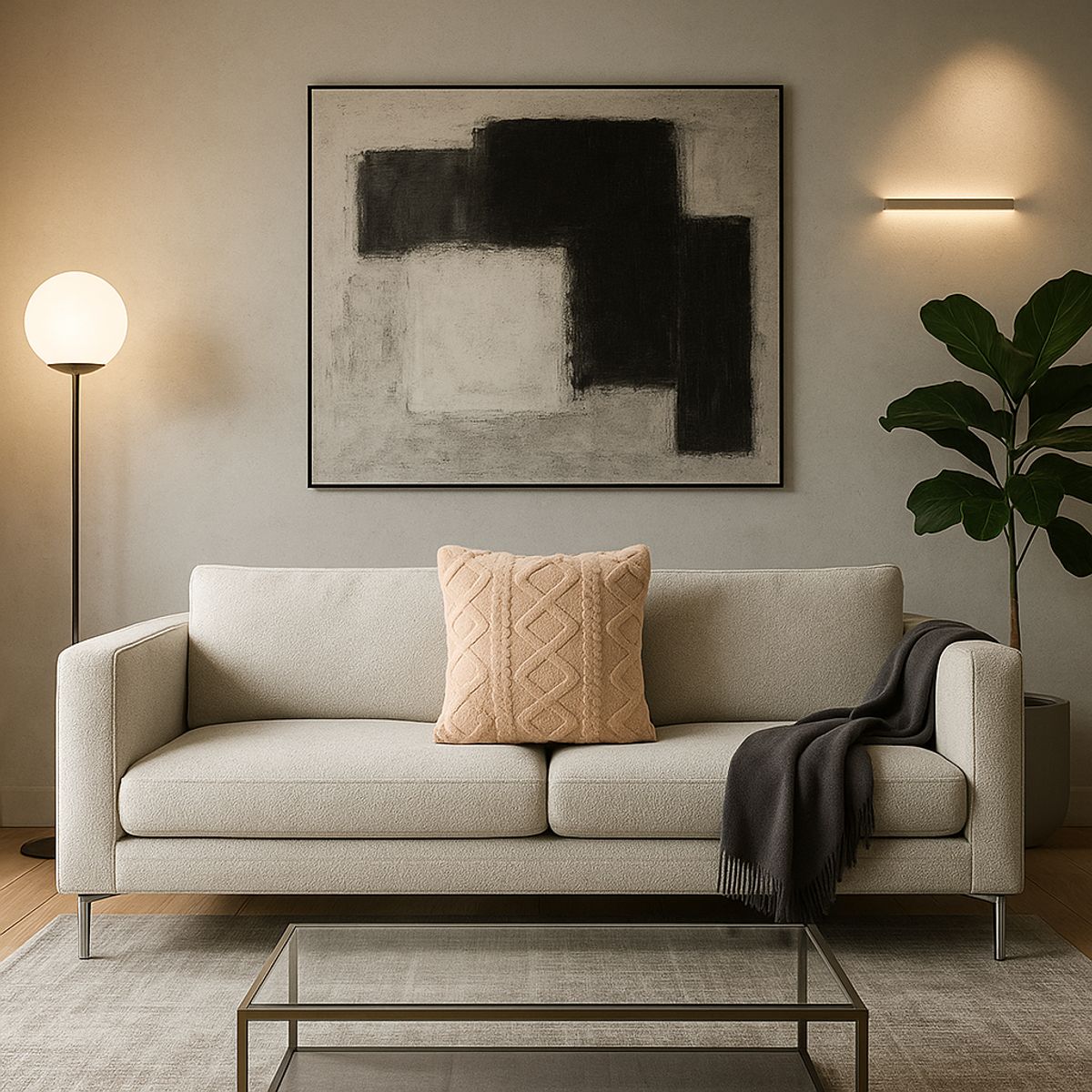 ARMONIA - Funda cojín pelo trenzado beige suave 45x45 decoración 758