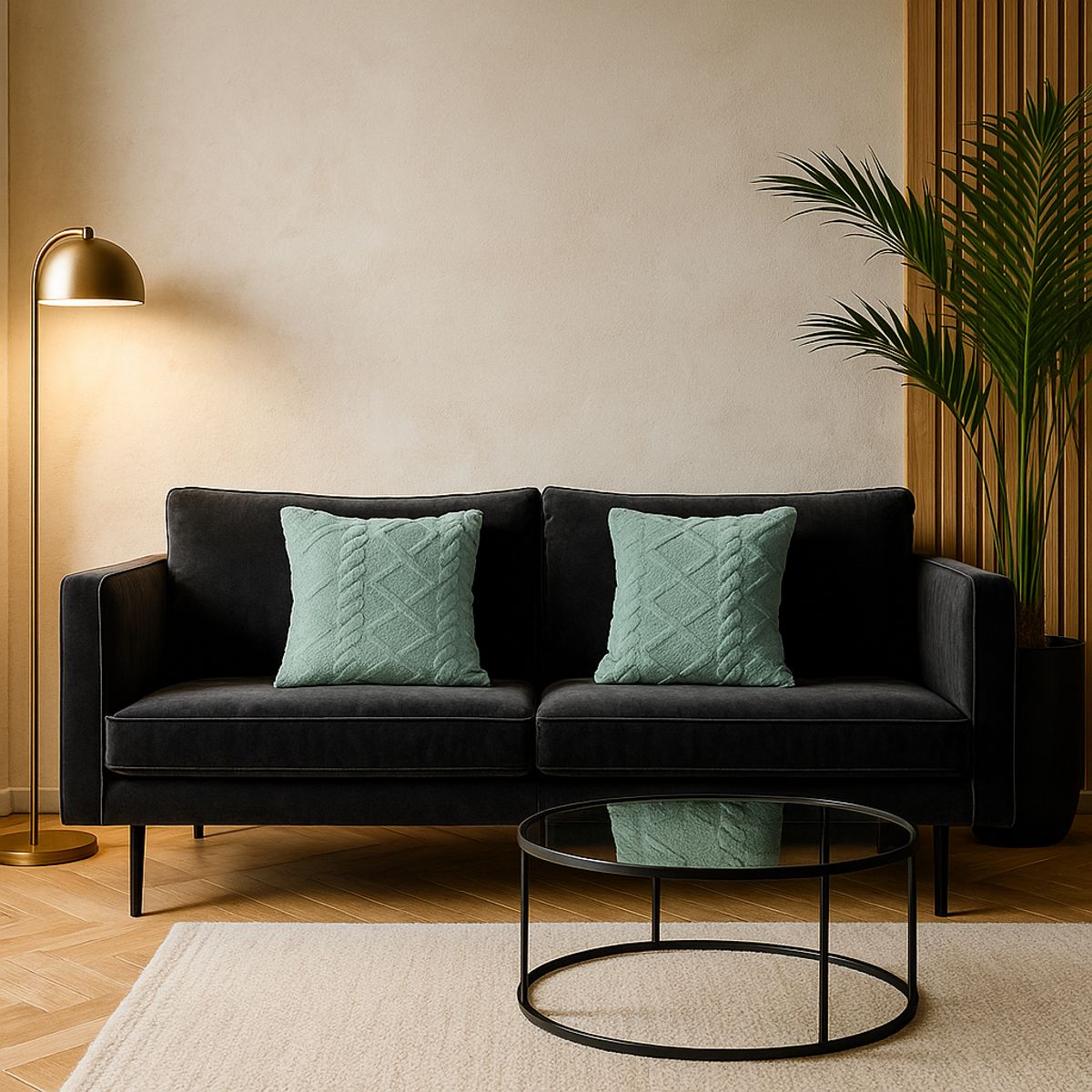 ARMONIA - Pack 2 fundas cojín suave pelo trenzado turquesa estilo boho 758