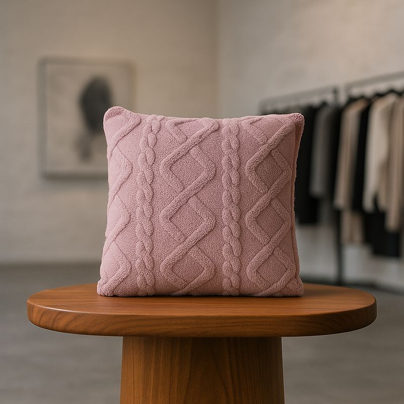 ARMONIA - Funda almohadón lila pelo trenzado textura suave hogar 758