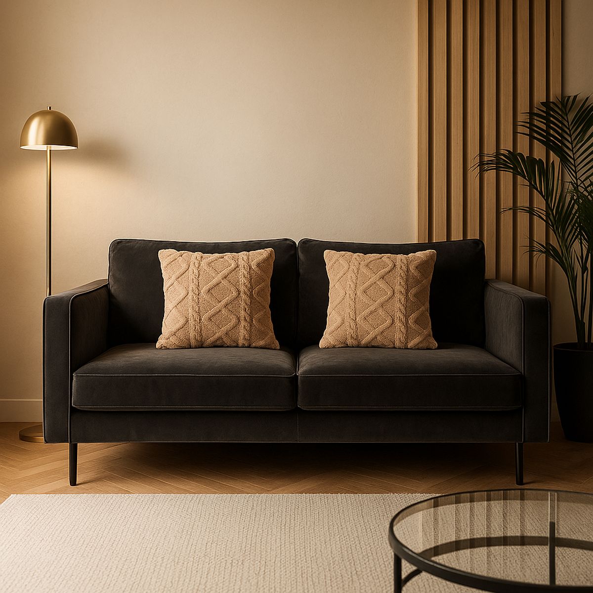 ARMONIA - Pack 2 fundas cojín suave pelo trenzado beige estilo boho 758