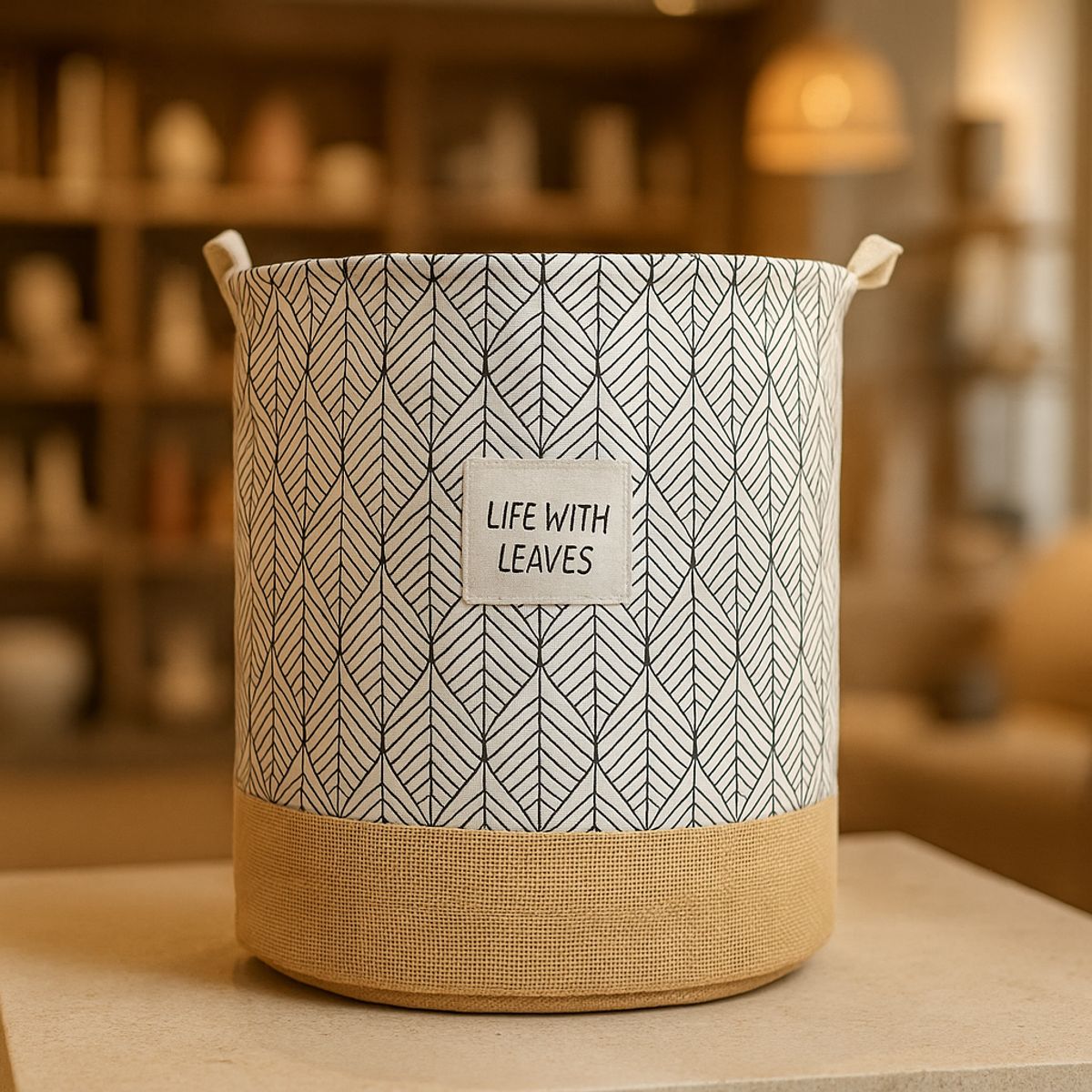 ARMONIA - Cesta yute 40x50 hojas líneas organizador living CL 690