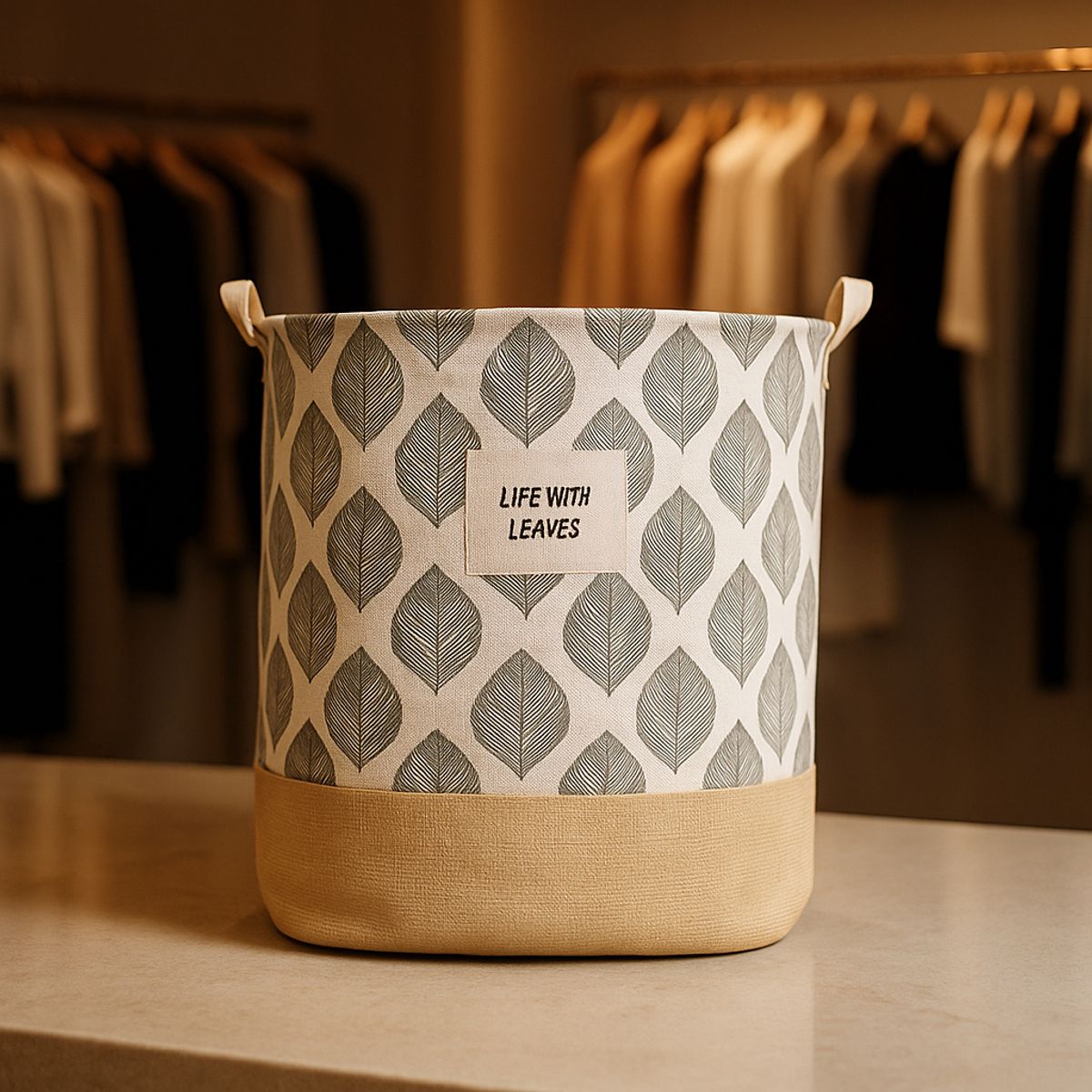 ARMONIA - Canasta de yute 40x50 hojas pequeñas decoración hogar Chile 692