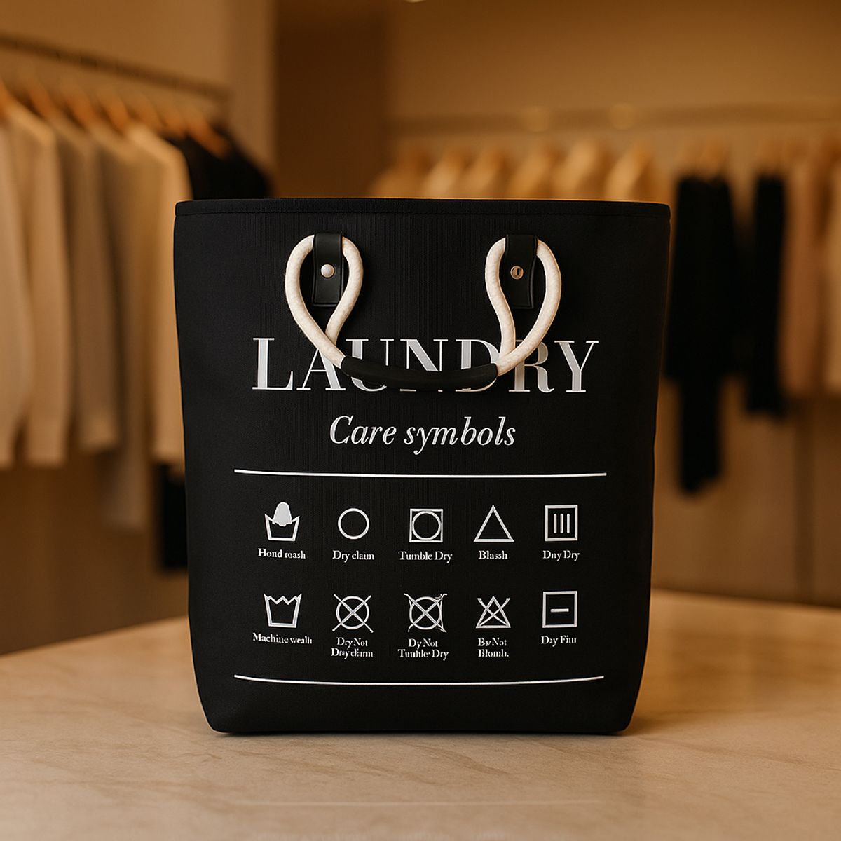 ARMONIA - Canasto ropa Deluxe negro 50x32x32 plegable lavadero 697