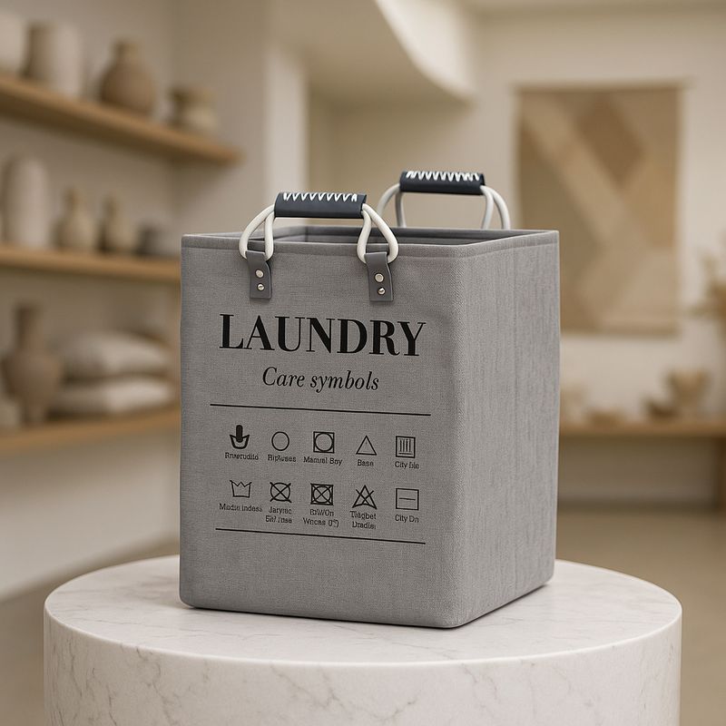 ARMONIA - Cesto Deluxe gris 50x32x32 para ropa sucia dormitorio 698