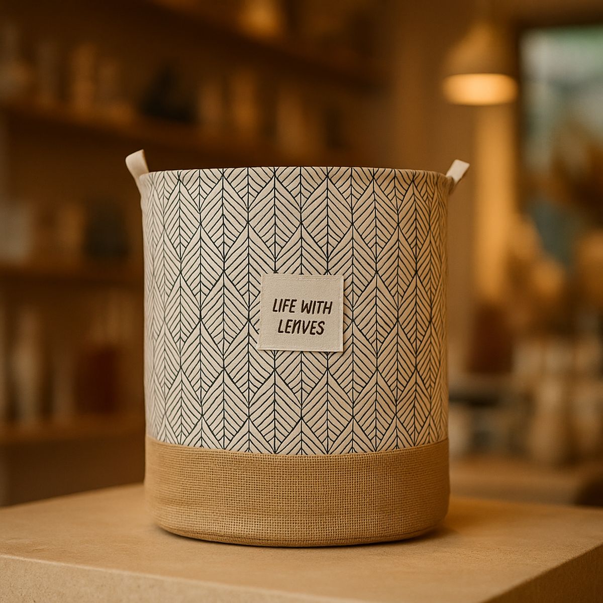 ARMONIA - Canasto yute 40x50 hojas líneas almacenamiento sala 690