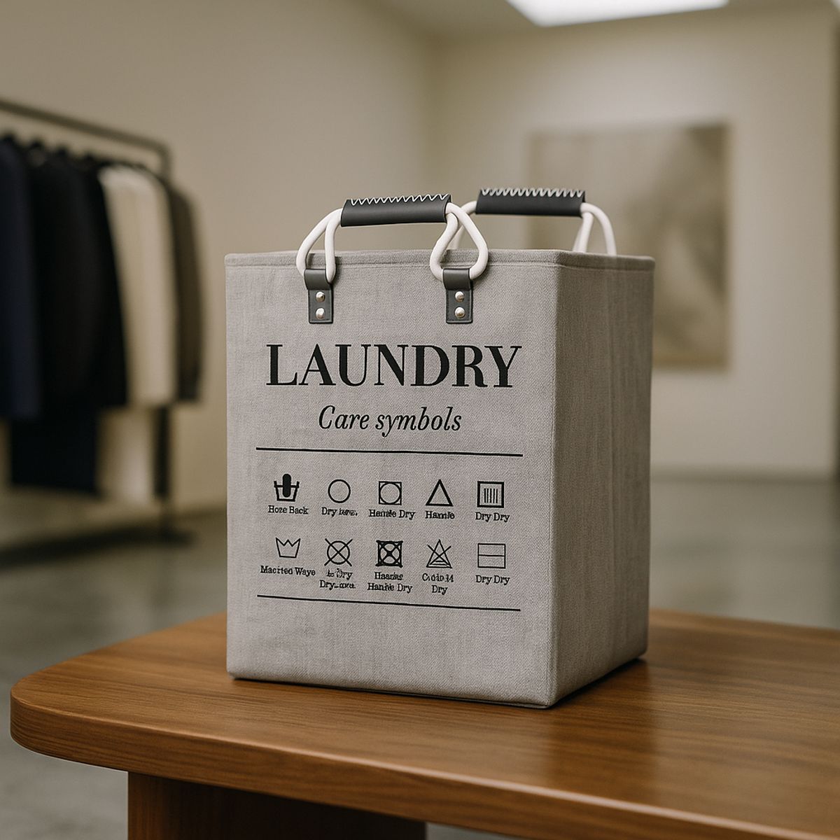 ARMONIA - Canasto ropa Deluxe gris 50x32x32 plegable lavadero 698