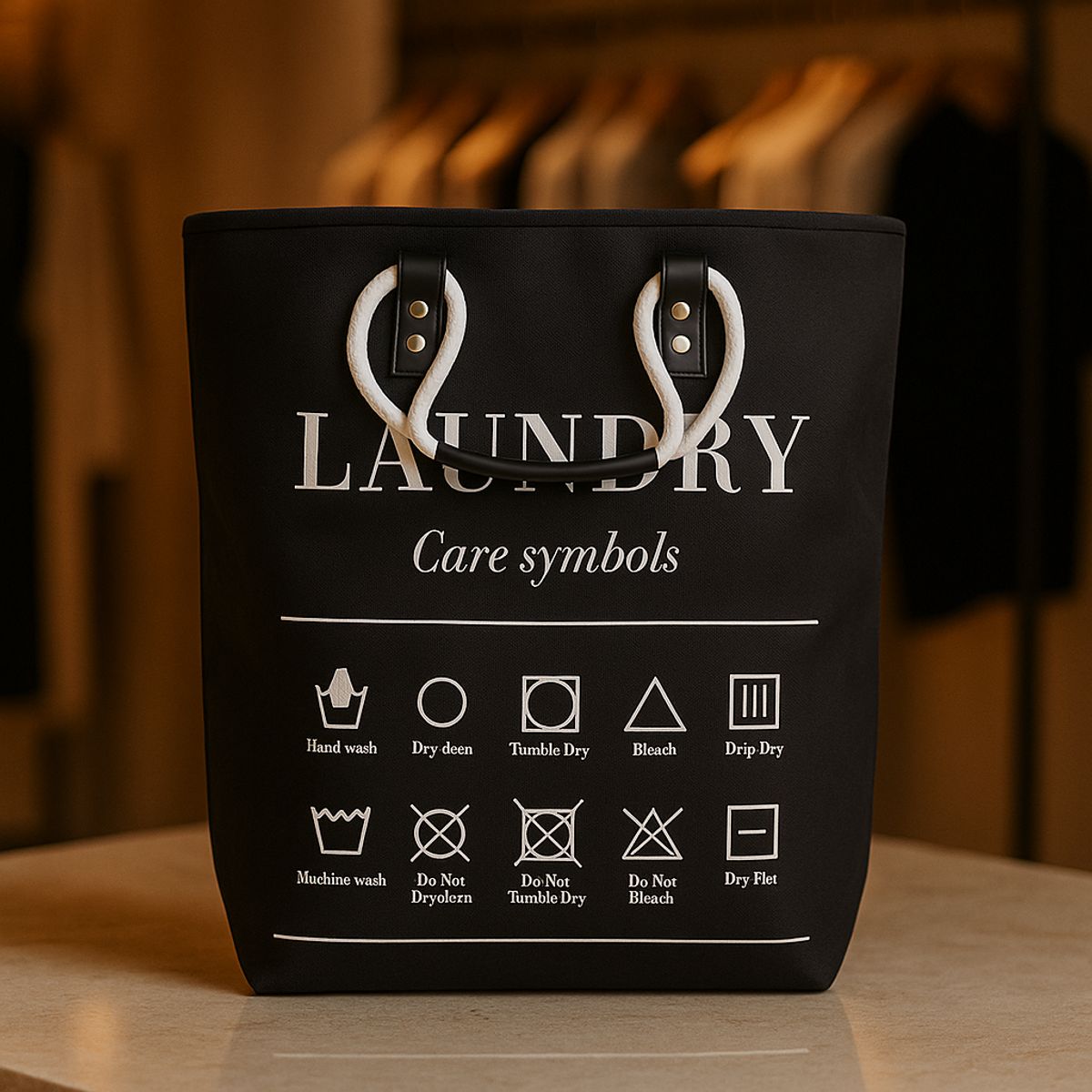 ARMONIA - Canasto organizador ropa Deluxe negro 50x32x32 baño 697