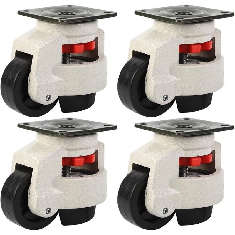 GENERICO - 4 Ruedas Con Ajuste De Nivel. Heavy Duty. Carga De 500 Kg.