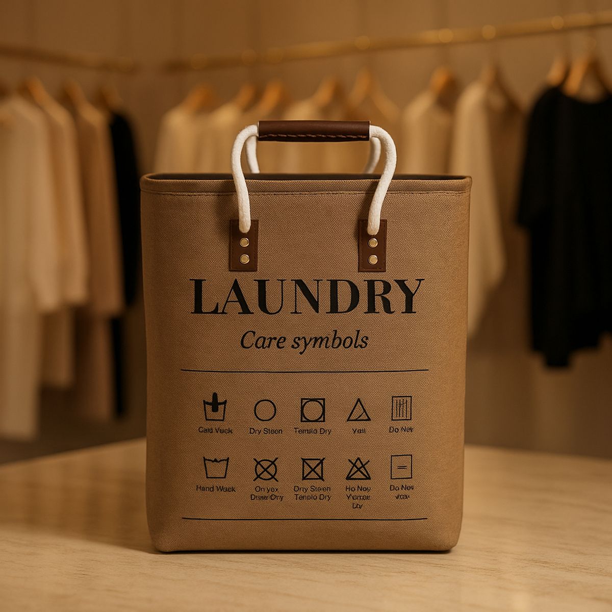 ARMONIA - Cesta ropa sucia Deluxe marrón 50x32x32 hogar Chile 699