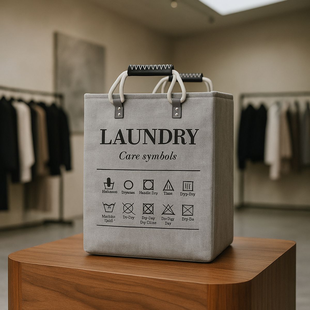 ARMONIA - Cesto Deluxe gris 50x32x32 para ropa sucia dormitorio 698