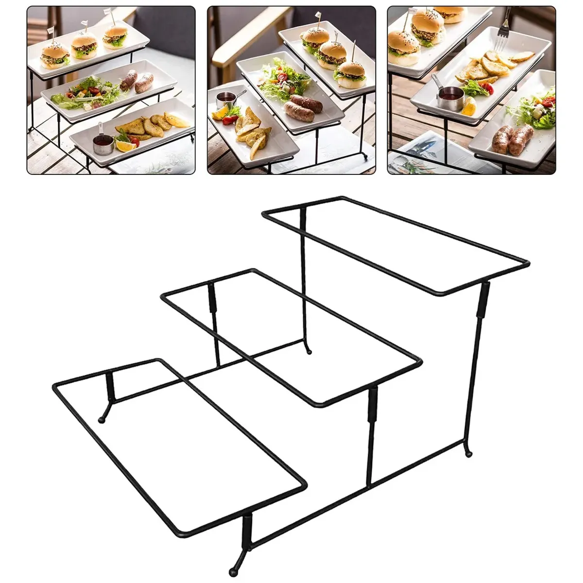 KUANGYE - 3 Piso Metal Soporte De Exhibición Para Comida Organizador