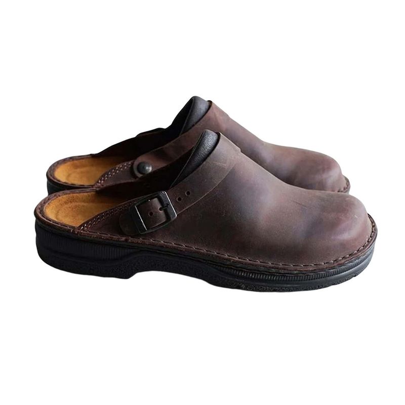 EDWINAYY - Pantuflas Cuero Pu Flexible Confortable Moda Casual Hombre