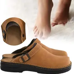 EDWINAYY - Pantuflas Cuero Pu Flexible Confortable Moda Casual Hombre