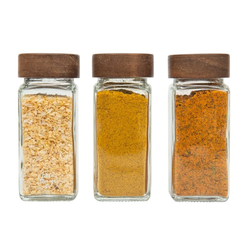 GENERICO - Set 24 frascos de vidrio condimentos. Tapa de madera (120ml)