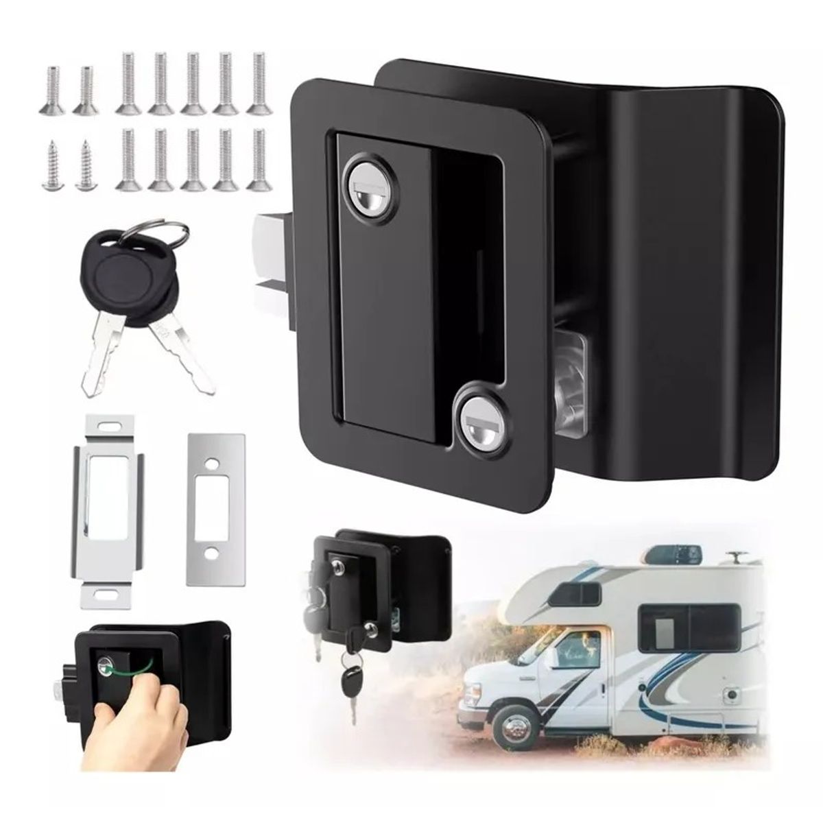GENERICO - Chapa Cerradura Camper Casa Rodante Inoxidable Grande