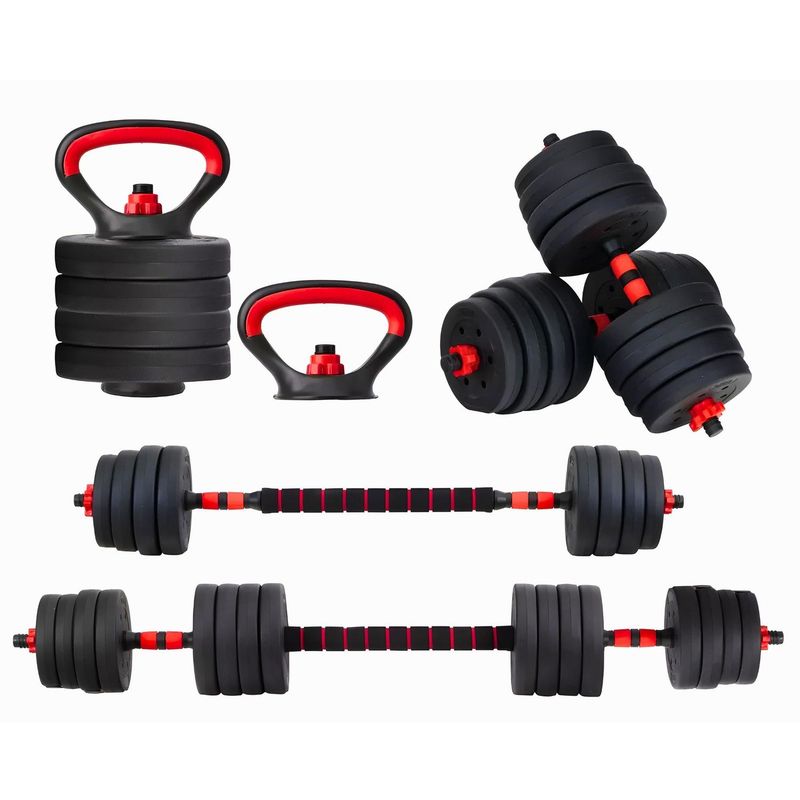 YEP S - Set Mancuernas Barra Rusa Ajustables 30 Kg 4 En 1 Negro