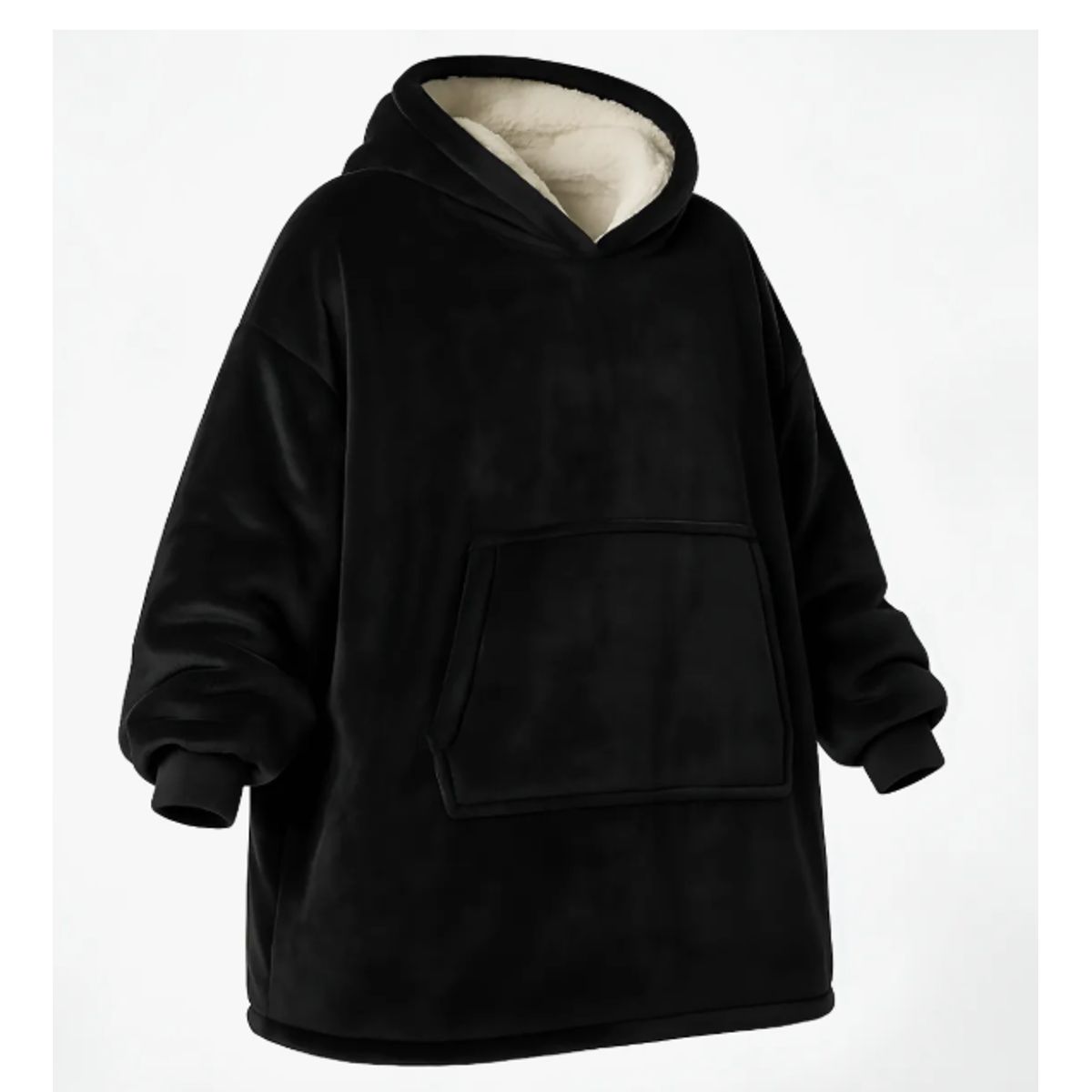 EVERSO - Poleron Felpa Con Capucha Manta Polar Bata Frazada NEGRO