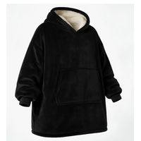 Poleron Felpa Con Capucha Manta Polar Bata Frazada NEGRO