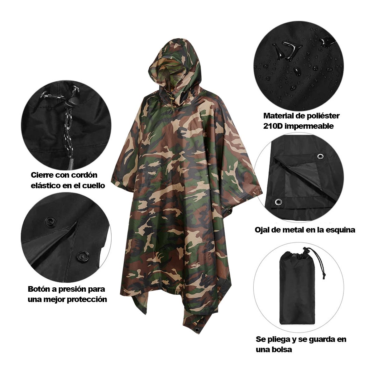 EDWINAYY - Poncho Impermeable Sin Olor Suave Capa Impermeable 213142cm