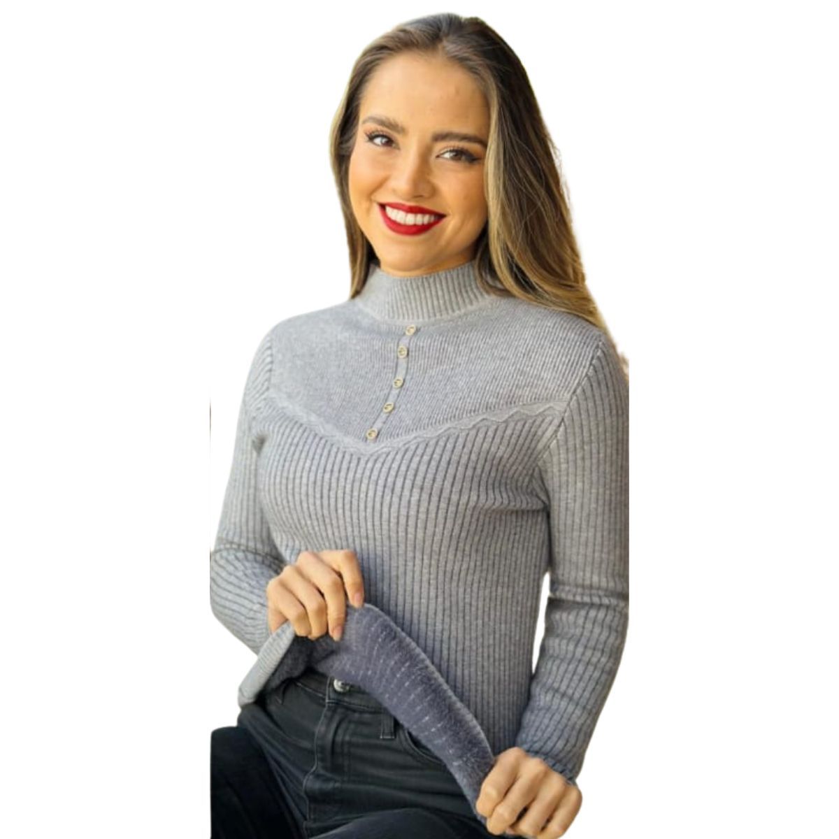 TIOZONEY - Sweater Beatle Forro Polar Cuello Medio De Mujer Sueter