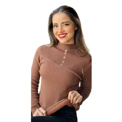 TIOZONEY - Sweater Beatle Forro Polar Cuello Medio De Mujer Sueter