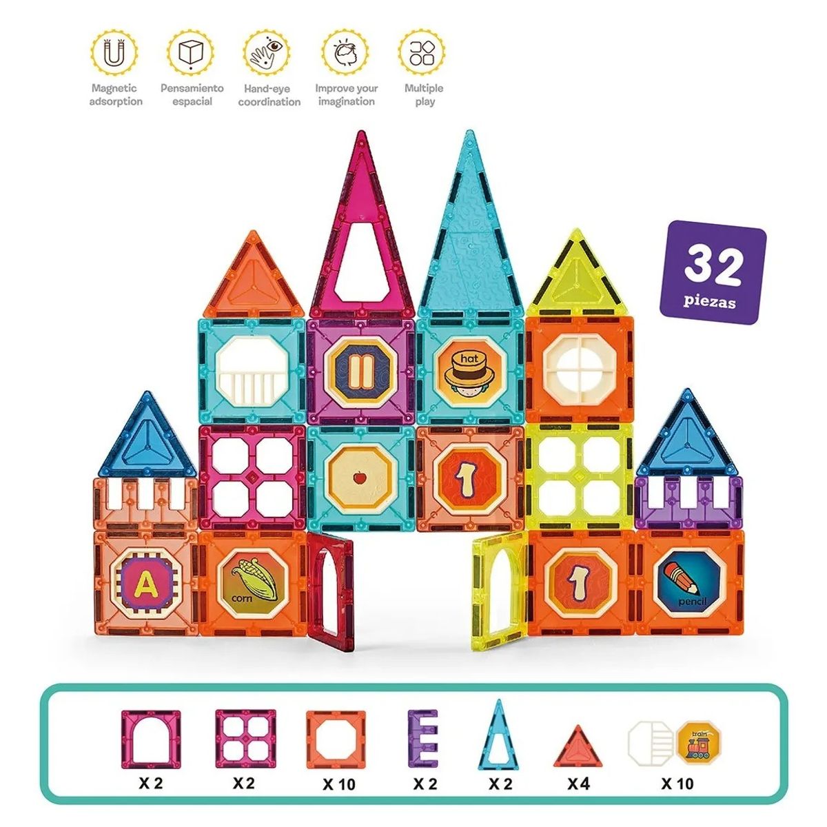 GENERICO - Bloques Construcción Magnéticos 32 Piezas