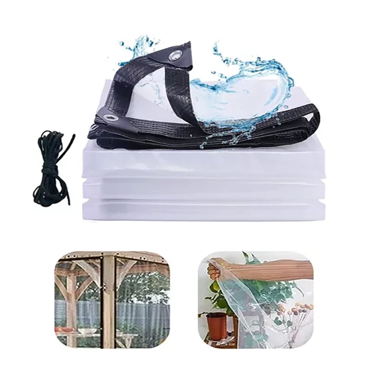 ATURE - 3×4mts Lona Transparente Resistente Impermeable +10m Cuerda