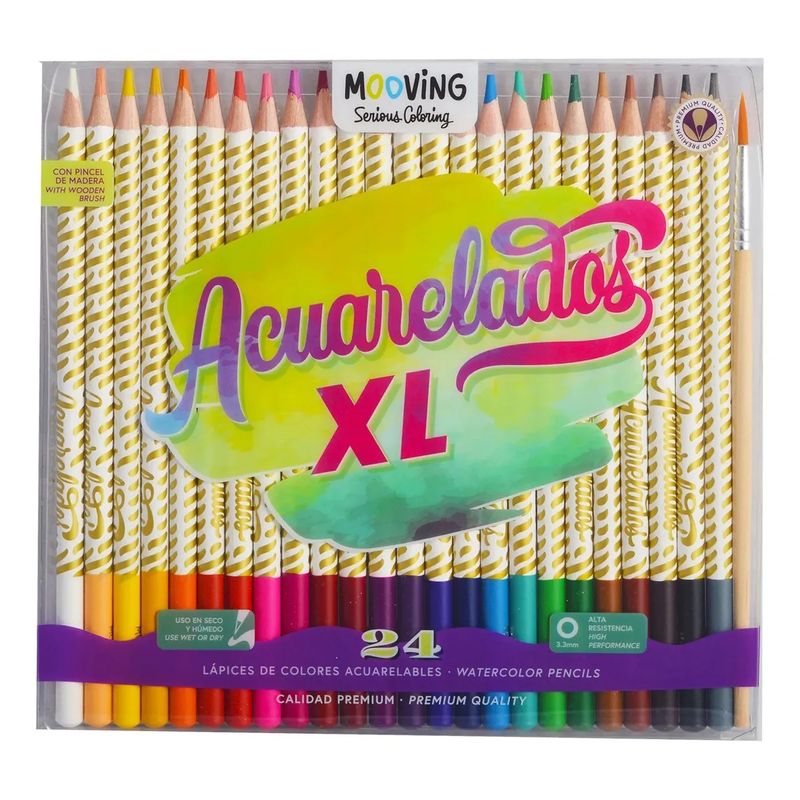 MOOVING - Mooving Estuche 24 Lápices Colores Acuarelables Premium
