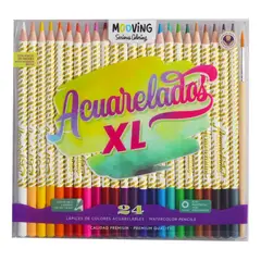 MOOVING - Estuche 24 Lápices Colores Acuarelables Premium