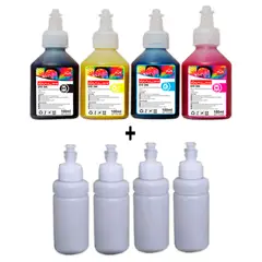 MALIK - Pack 4 Tintas + 4 Botellas vacias para Epson Ecotank L375