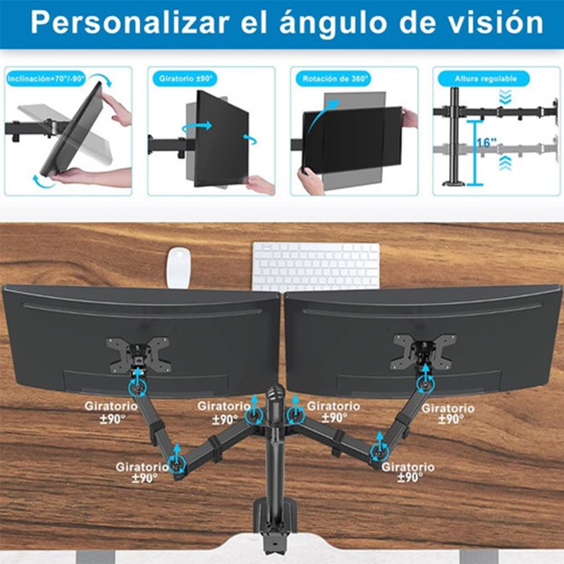 GENERICO - Soporte De Pared Para Monitor Accesorio De Pantalla Dual