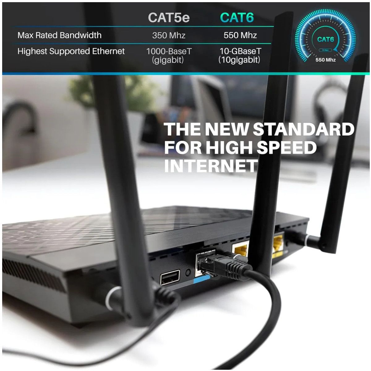 KUANGYE - Cable 30m Red Lan Ethernet Plano Cable Cat6 1000mbps Rj45