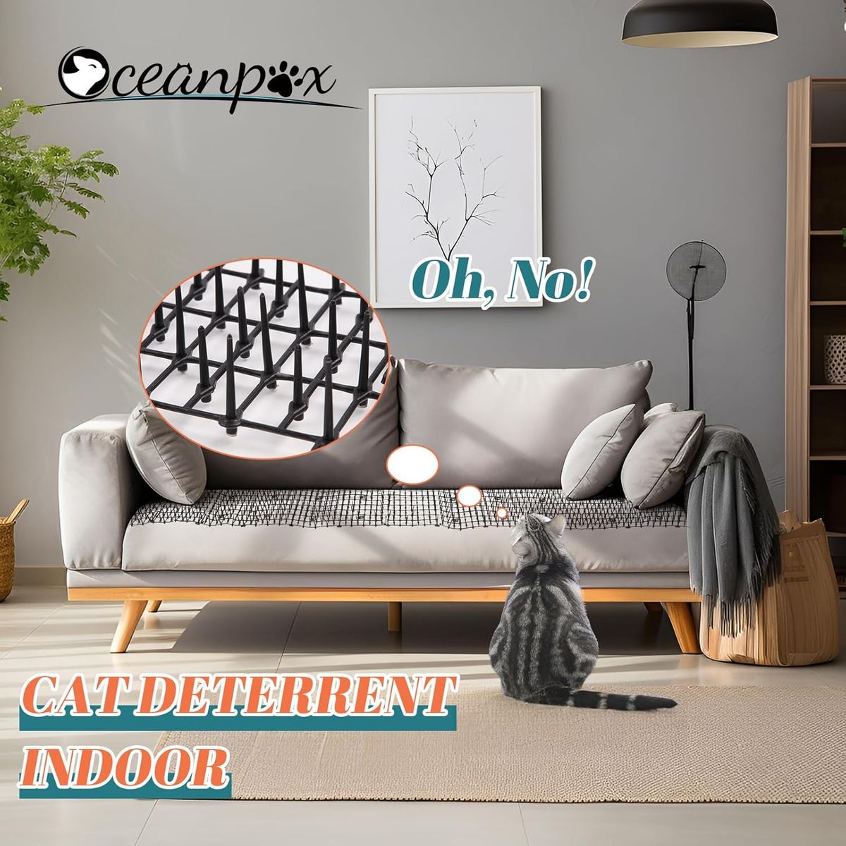 ATURE - Alfombrilla Antigatos Repelente De Perros Estera Con Púas 2m