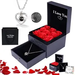 KUANGYE - Collar Bañado en plata Amor Cristal Mujer Regalo De Cumpleaños