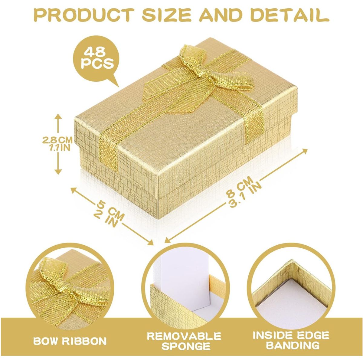 KUANGYE - Pack 48 Cajas Carton Joyas Conjuntos Cadenas 8x5cm Regalo