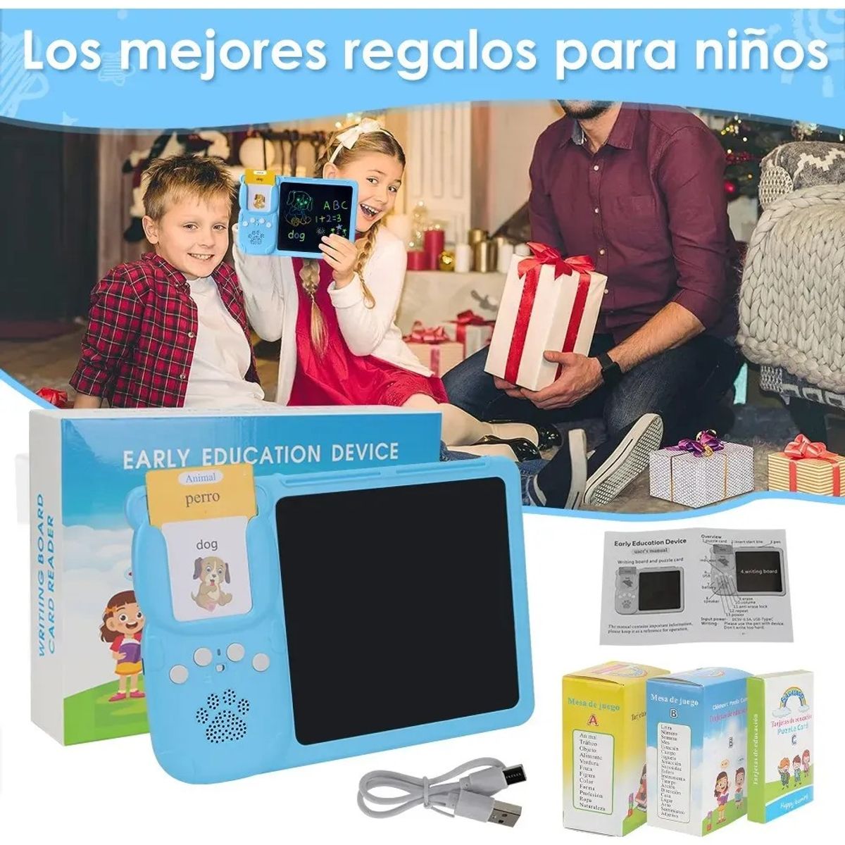 KUANGYE - Tablero Didáctico Con 255 Tarjetas Español-inglés Para Niños