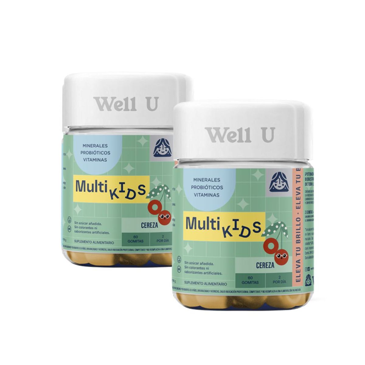 WELL U - PACK X 2 GOMITAS SUPLEMENTO MULTI KIDS CEREZA 60U WELL U