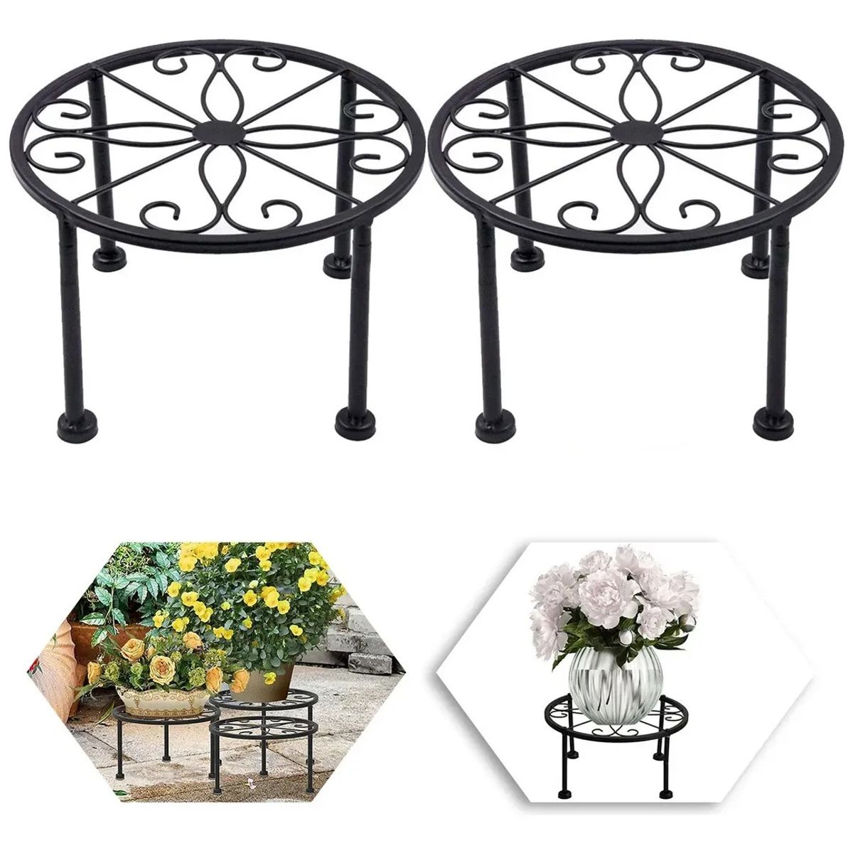 KUANGYE - 2 Soporte Macetero Planta Retirable Interior Y Exterio 22cm