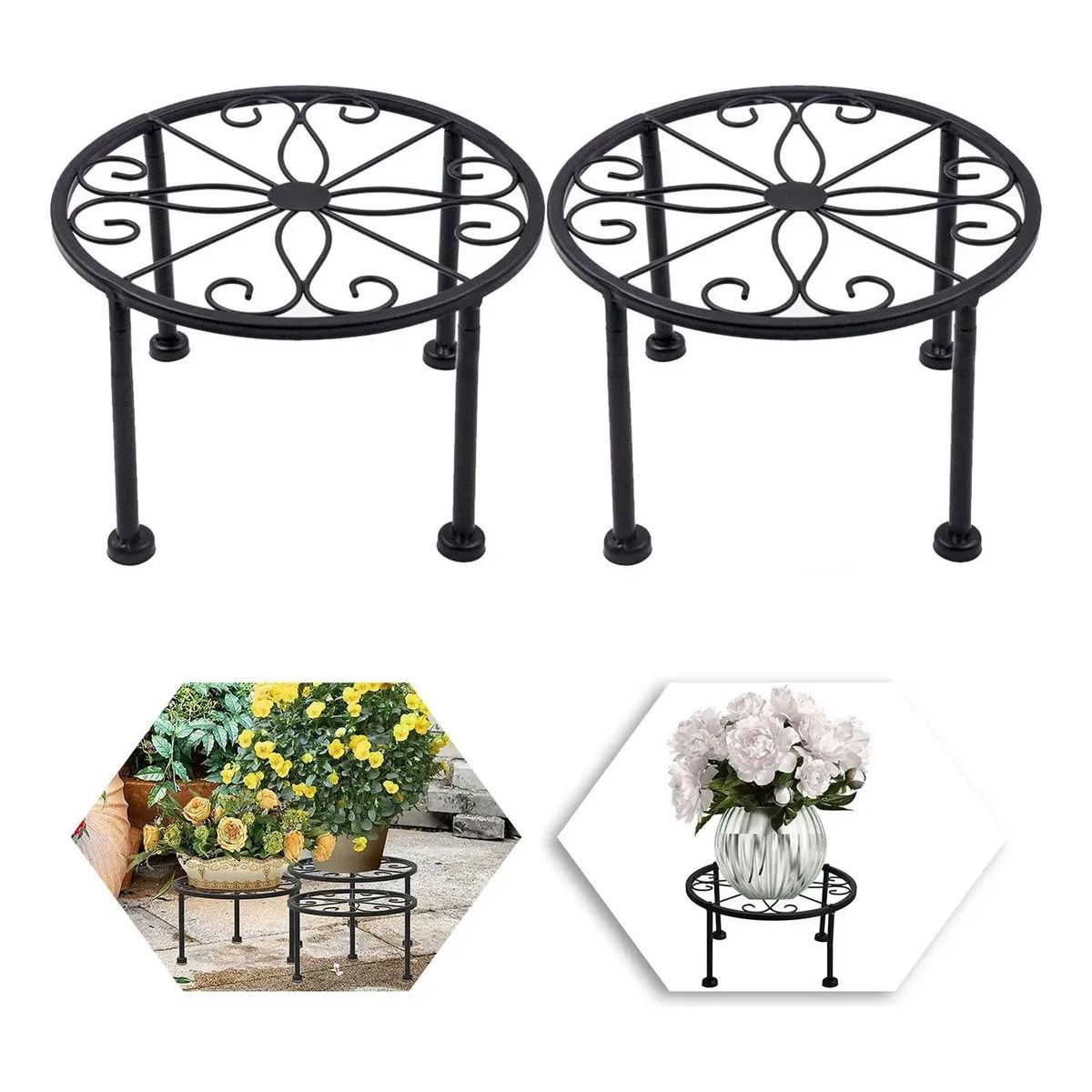 KUANGYE - 2 Soporte Macetero Planta Retirable Interior Y Exterio 22cm