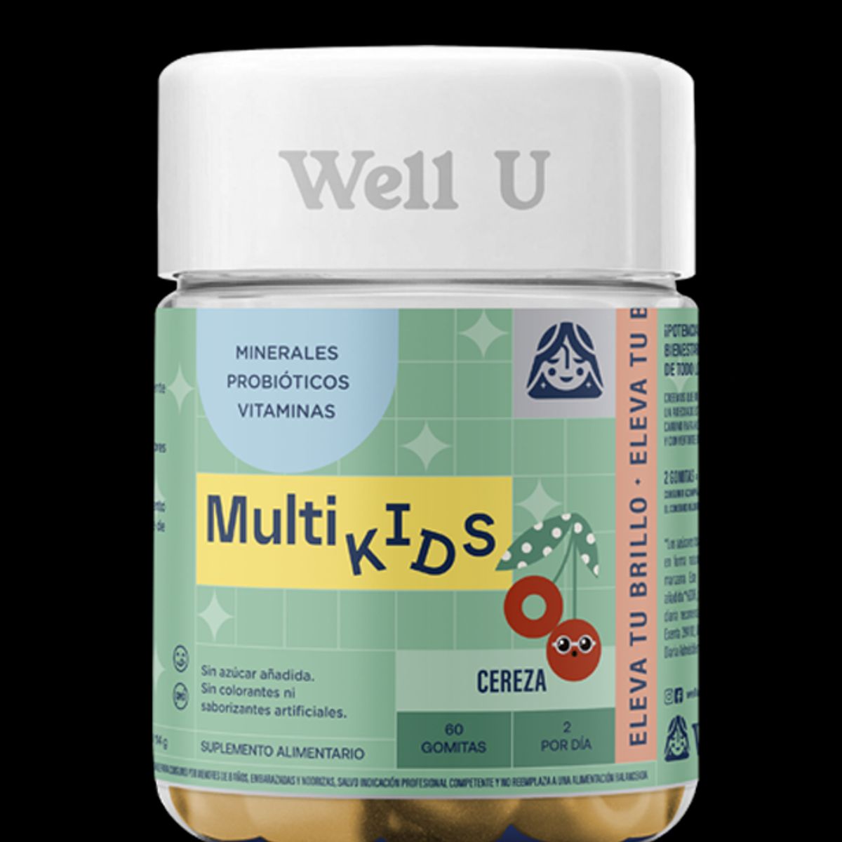 WELL U - Pack x 3 Gomitas Suplementos Mukti Kids Cereza 60u WELL U