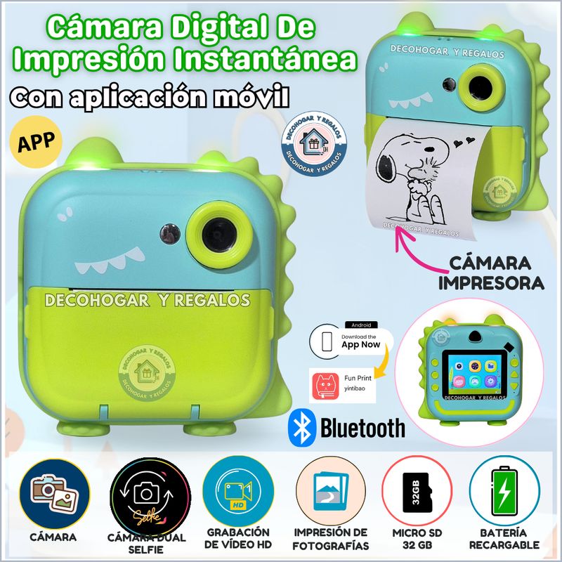GENERICO - Cámara Digital Impresión Térmica Con Bluetooth Para Niños