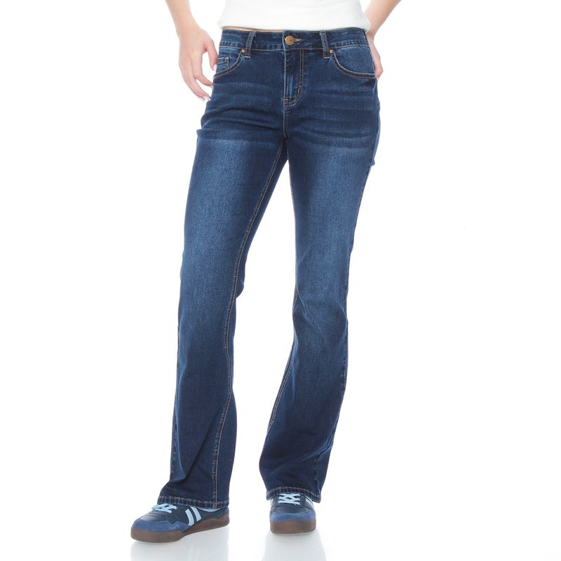 WADOS - JEANS RECTO TIRO MEDIO PRETINA 1 BOTON CON CINTURON Y BOLSILLO