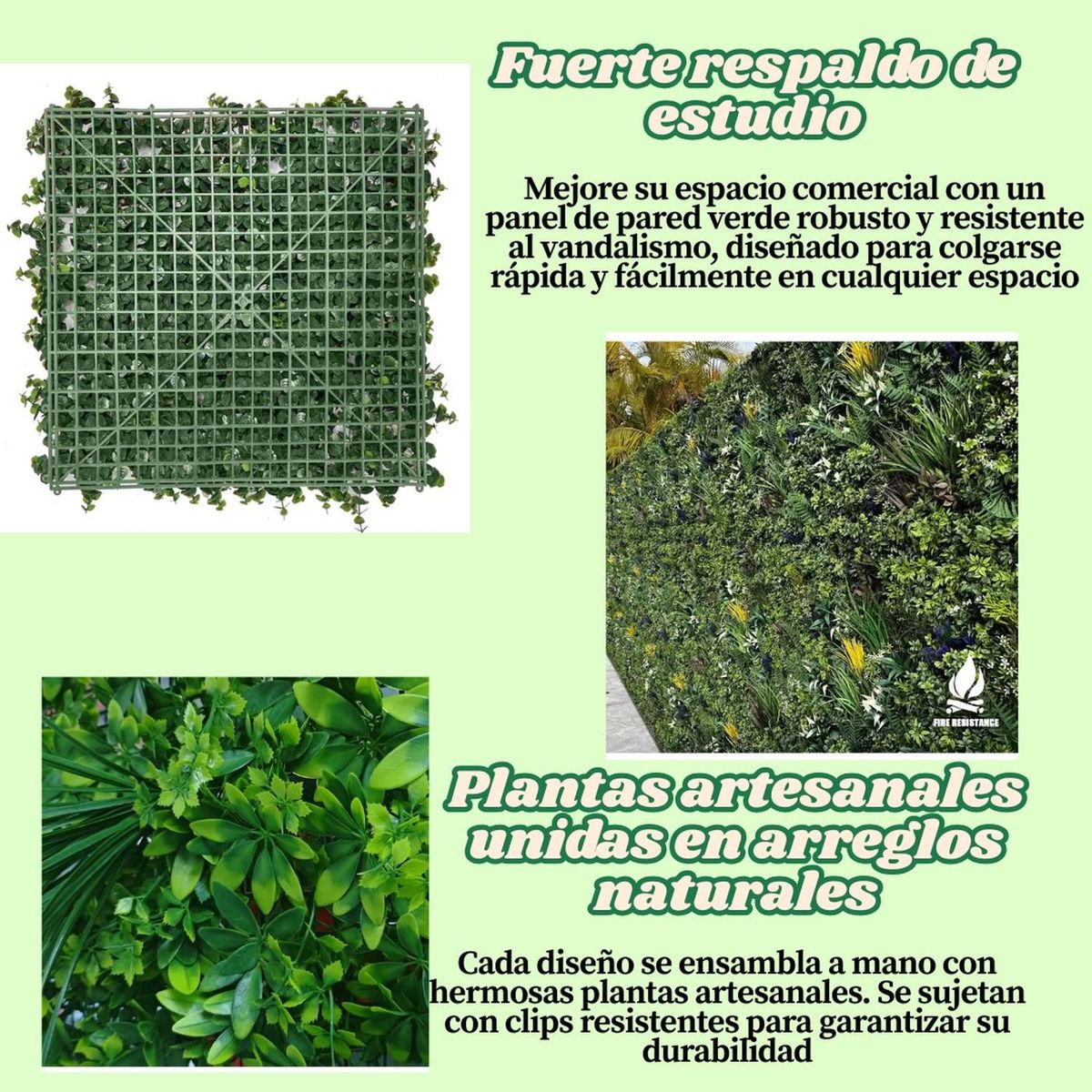 ARBUSTO REAL - Jardín Muro vertical artificial A palmeta Plantas 60x40 cm - Verde